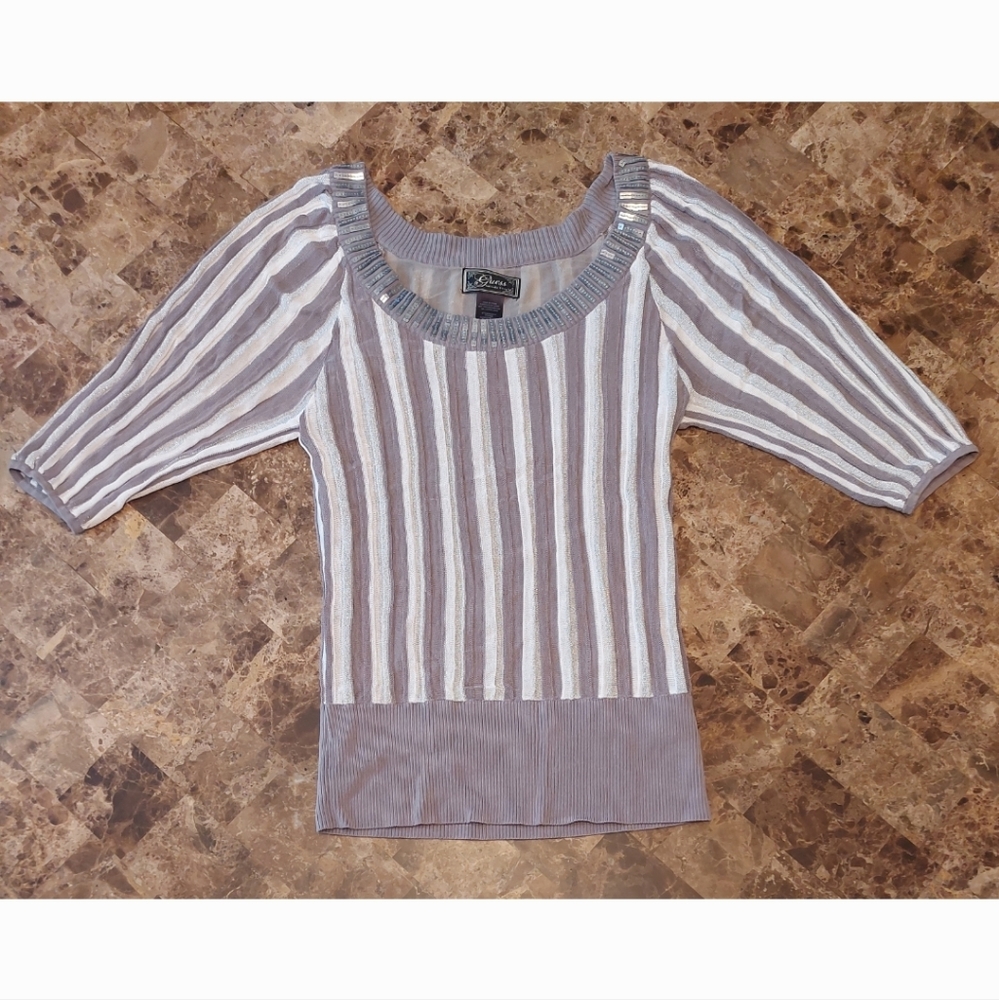 Guess striped lined sweater top, size Medium, GUC